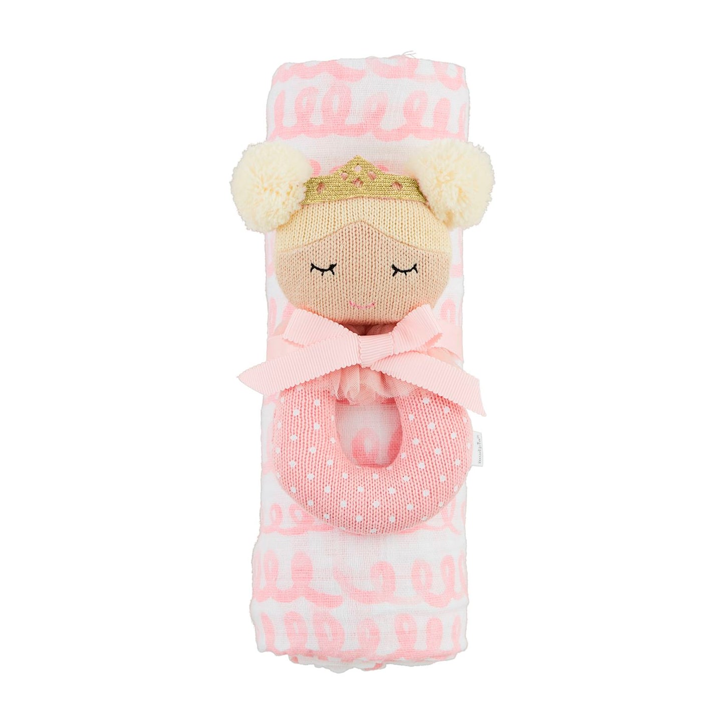 Pink Swirl Swaddle and Princess Rattle