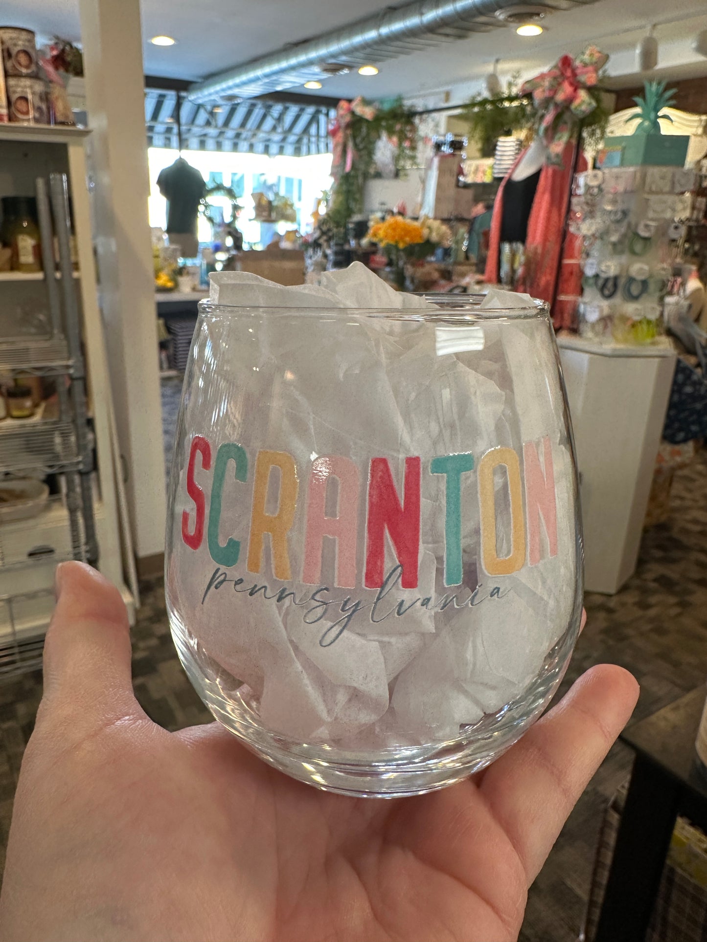 Scranton Block Letter Wine Glass