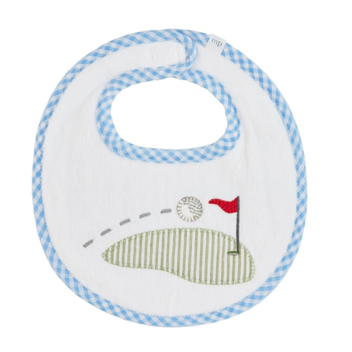 Blue Golf Baby Bibs, appliqué
