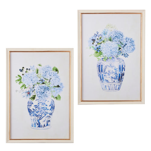 Blue and White Prints - Hydrangea in vase