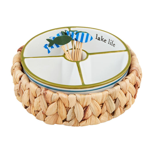 Toothpick Divided Bowl, Lake theme