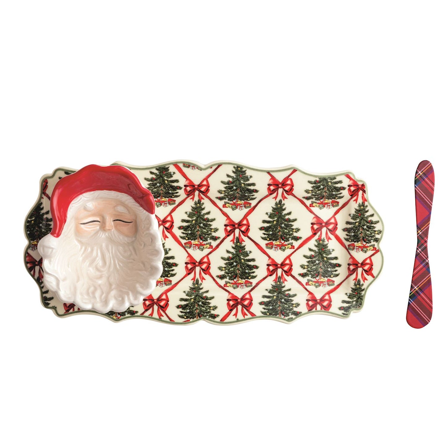 Trellis Serving Tray with Santa Tid Bit Bowl