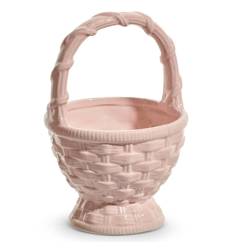 Pale Pink Ceramic Woven Basket