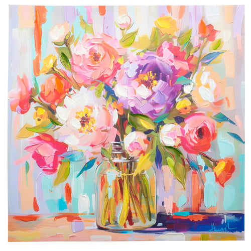 LARGE 31.5" Pink FLORAL WALL ART