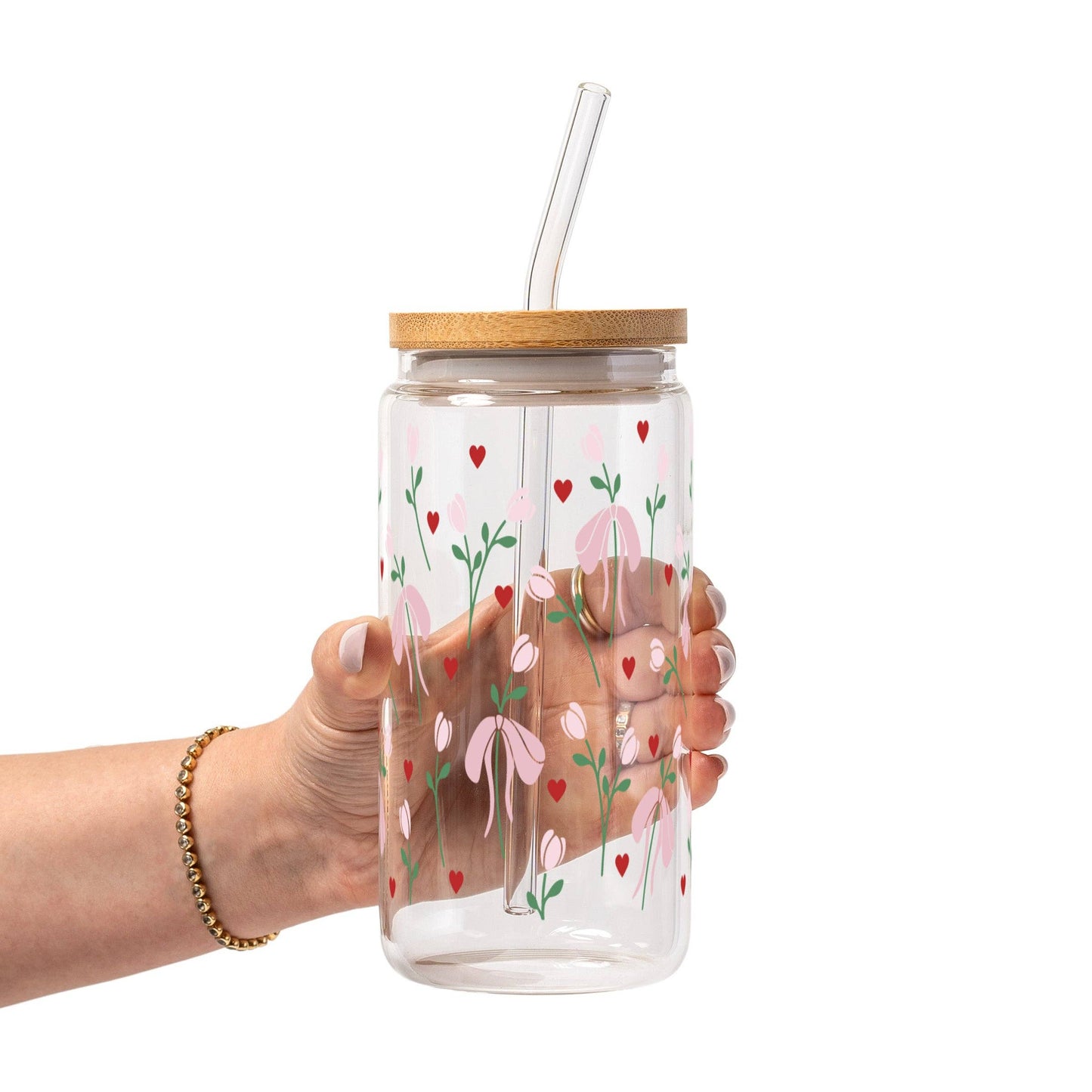 Sip-Sip Hooray! - Coquette Pink Bow Glass Cup, Mug & Tumbler: 16oz Clear Glass