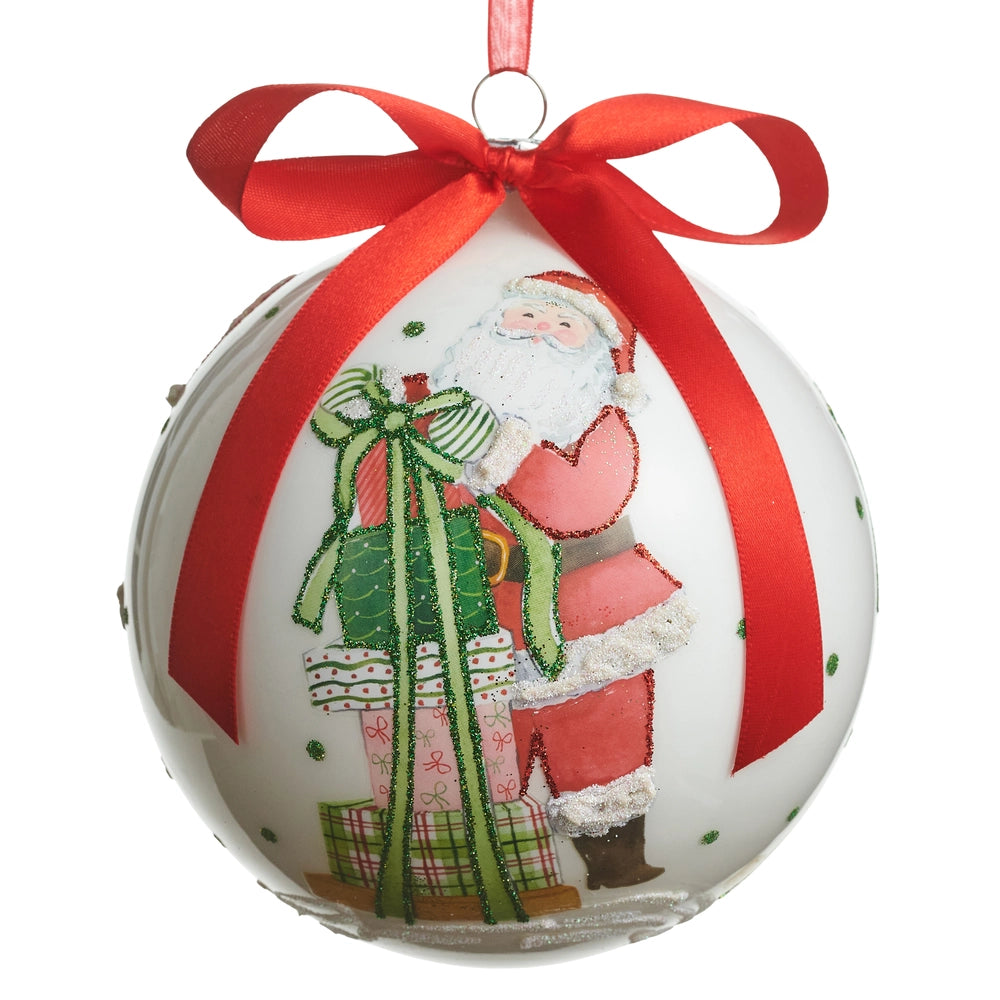 Paper Mache Ornament Santa with Gifts
