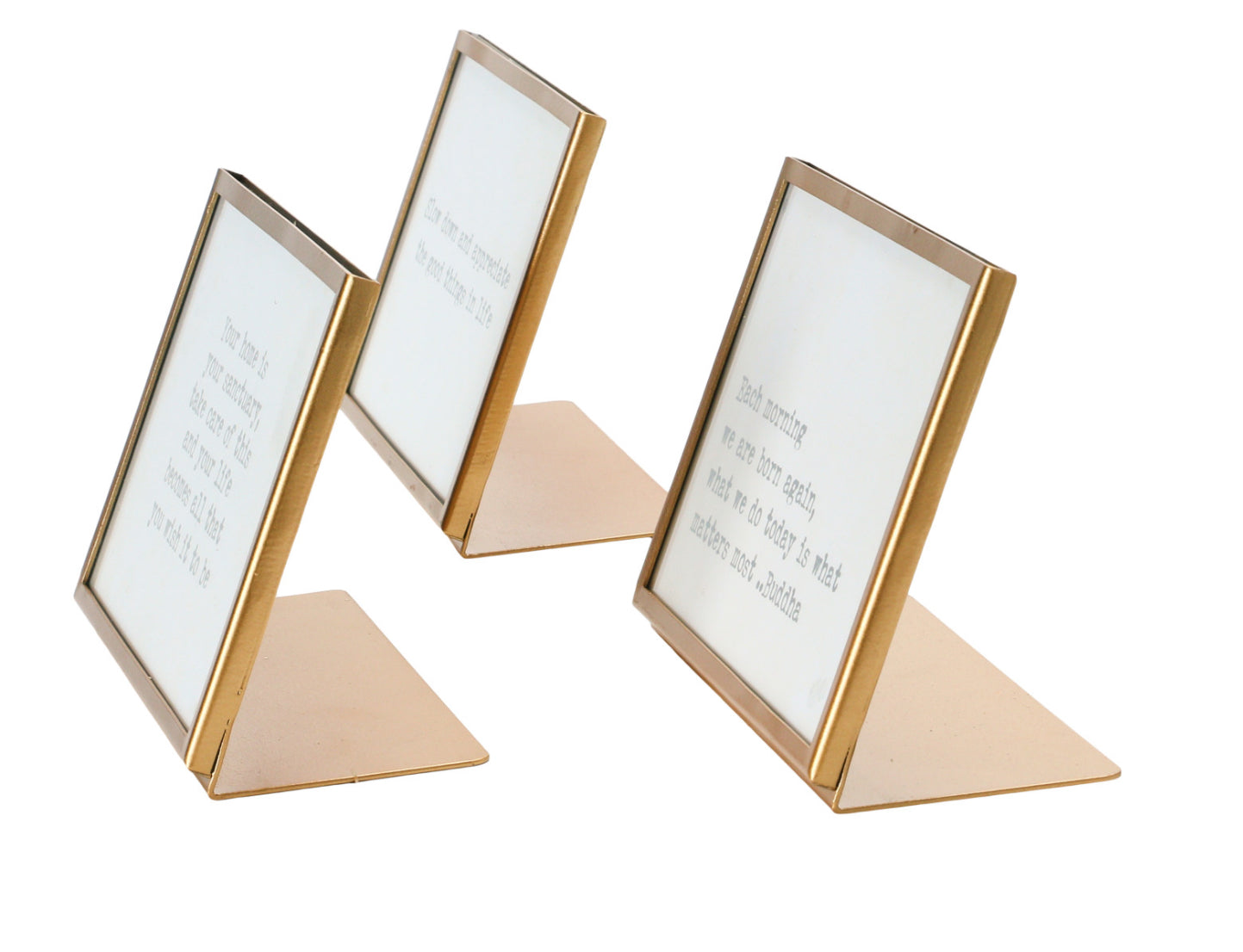 Saying in brass easel frame