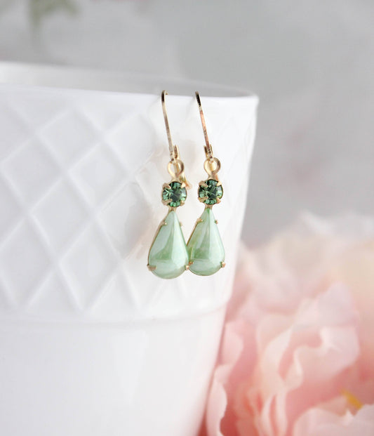 A Pocket of Posies - Green Glass Earrings | Spring Pastels | Small earring: Default