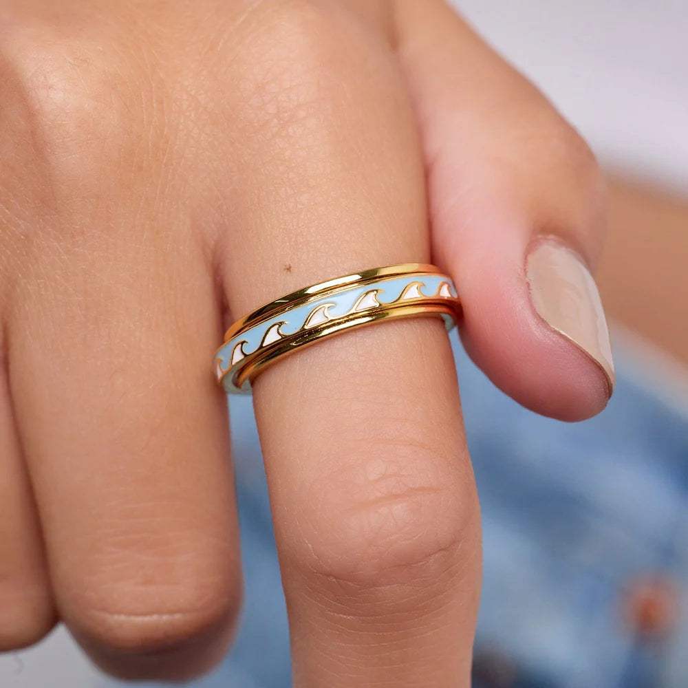 Enamel Wave Fidget Band Ring by Pura Vida