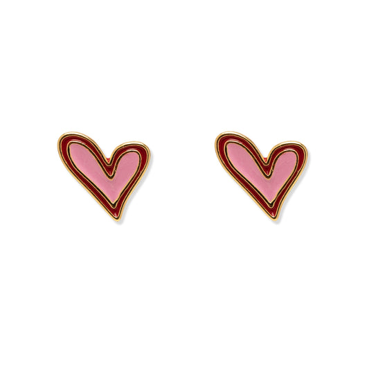 Abstract Heart Stud Earrings