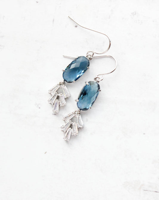 A Pocket of Posies - Art Deco Earrings | Vintage Style | Blue Earrings: Navy Blue