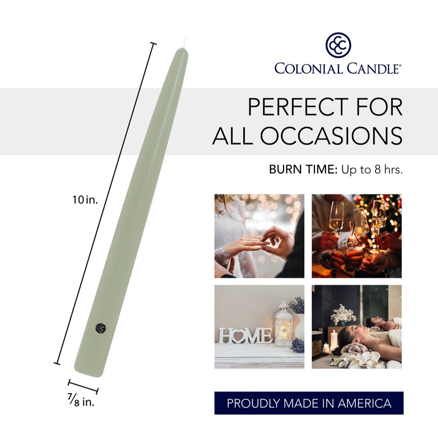 Colonial Candle Scented Taper Candle 10in Bayberry, 2 Pack