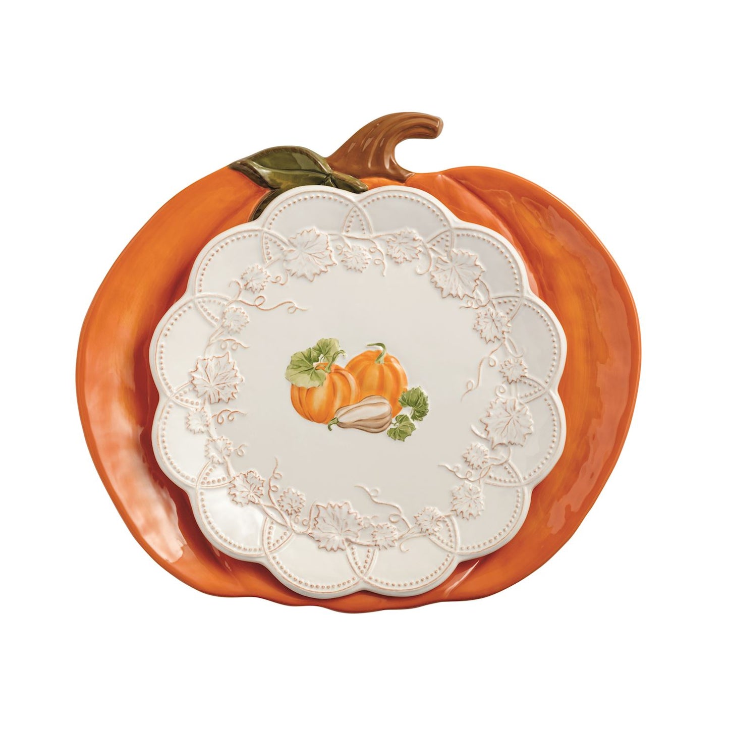 Nest of 2 Pumpkin Platters
