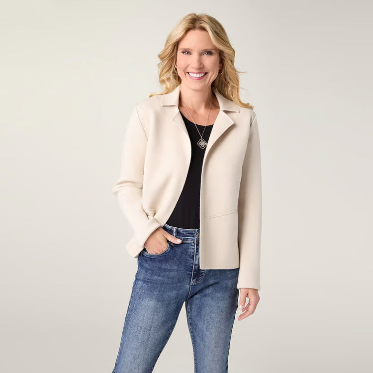 Heavenly-Luxe Notch Collar Cardigan - Oatmeal