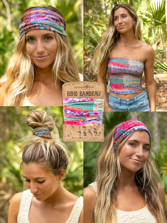Pink Multi Patchwork Boho Bandeau