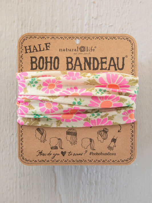 Boho Bandeau Half, Floral Vintage Cream