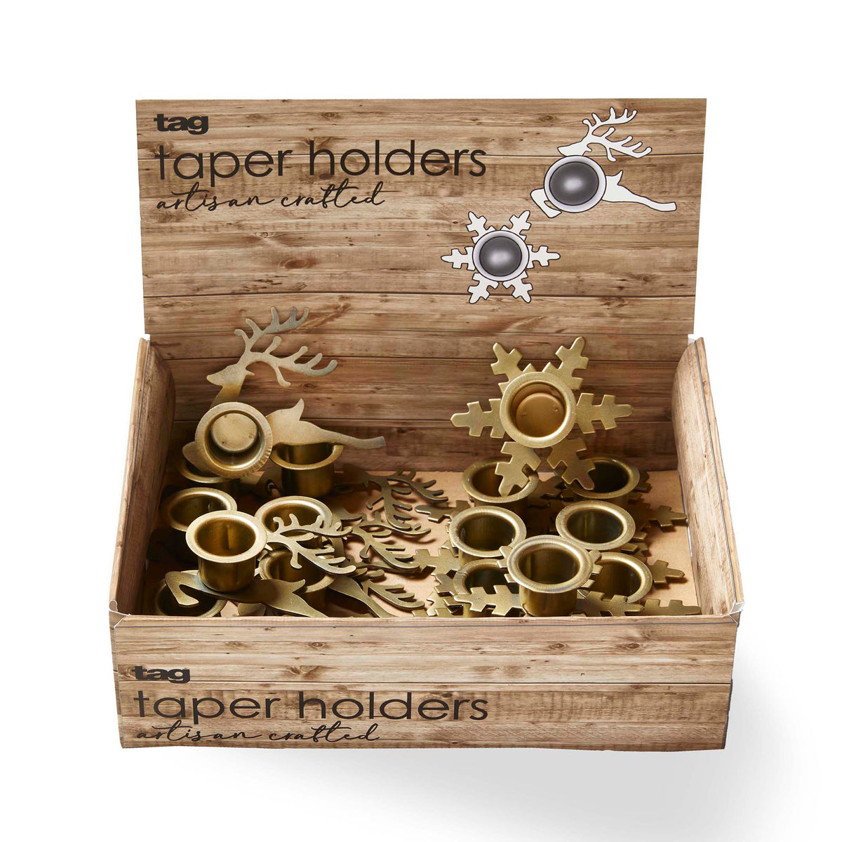 Snowflake Reindeer Taper Holder Assortment Of 20