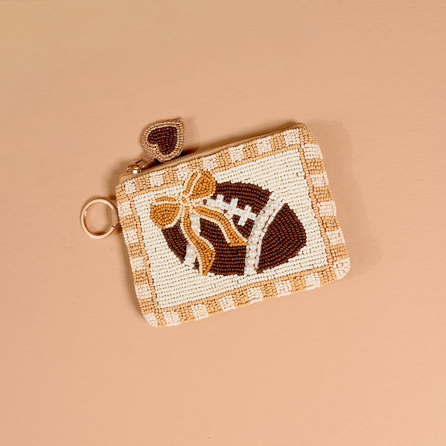 Handcrafted Beaded Pouch-Fab Football
