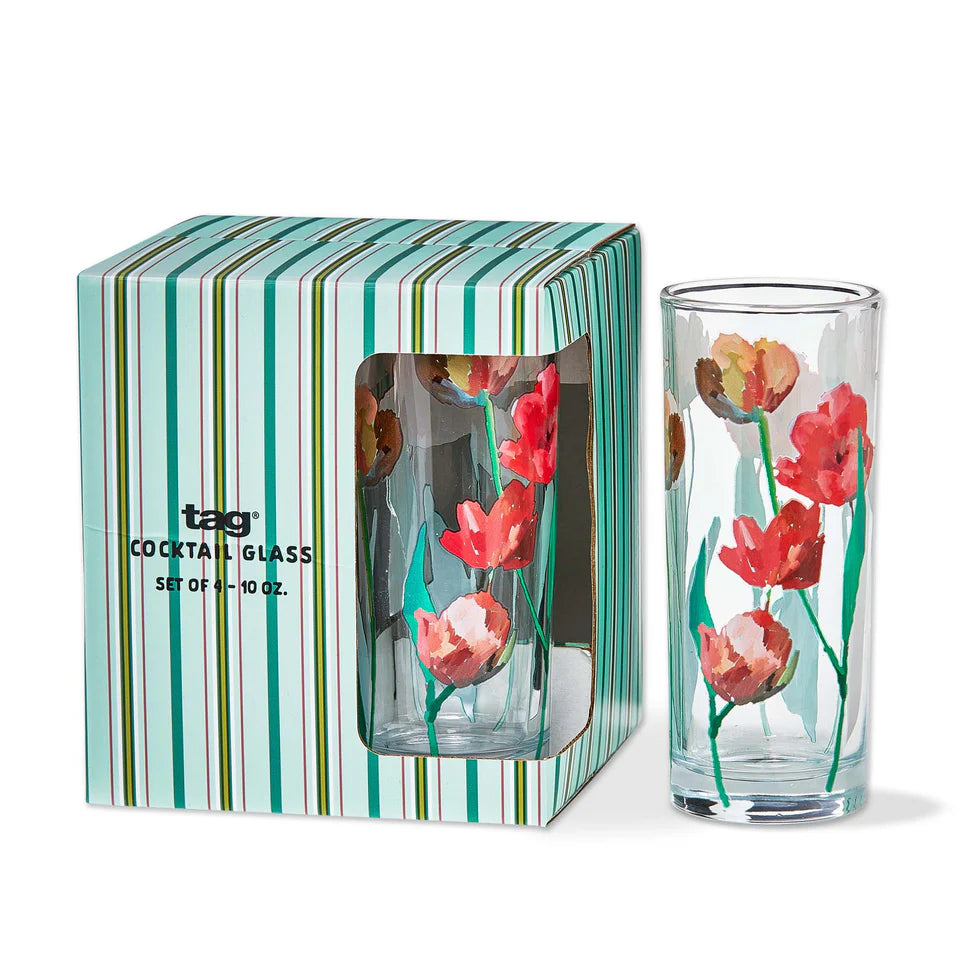 Blooming Flowers Glasses, Set of 4