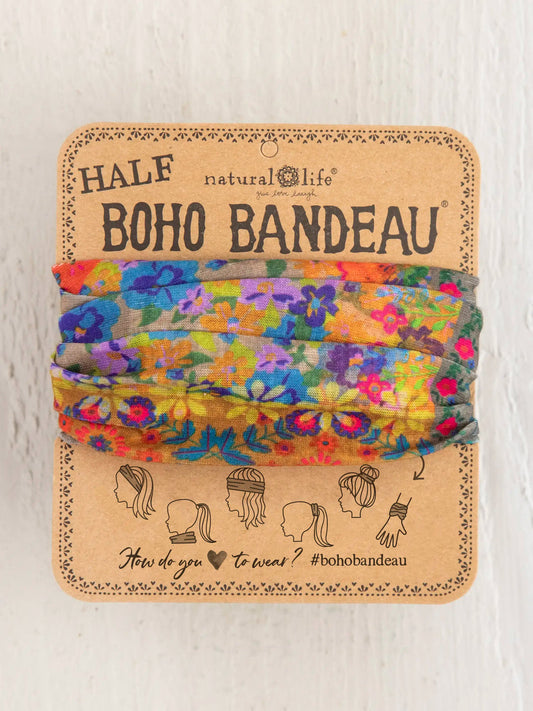 Boho Bandeau Half, Folk Flower Patchwork