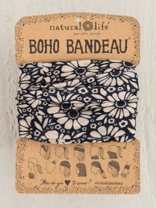 Black White Daisy boho bandeau