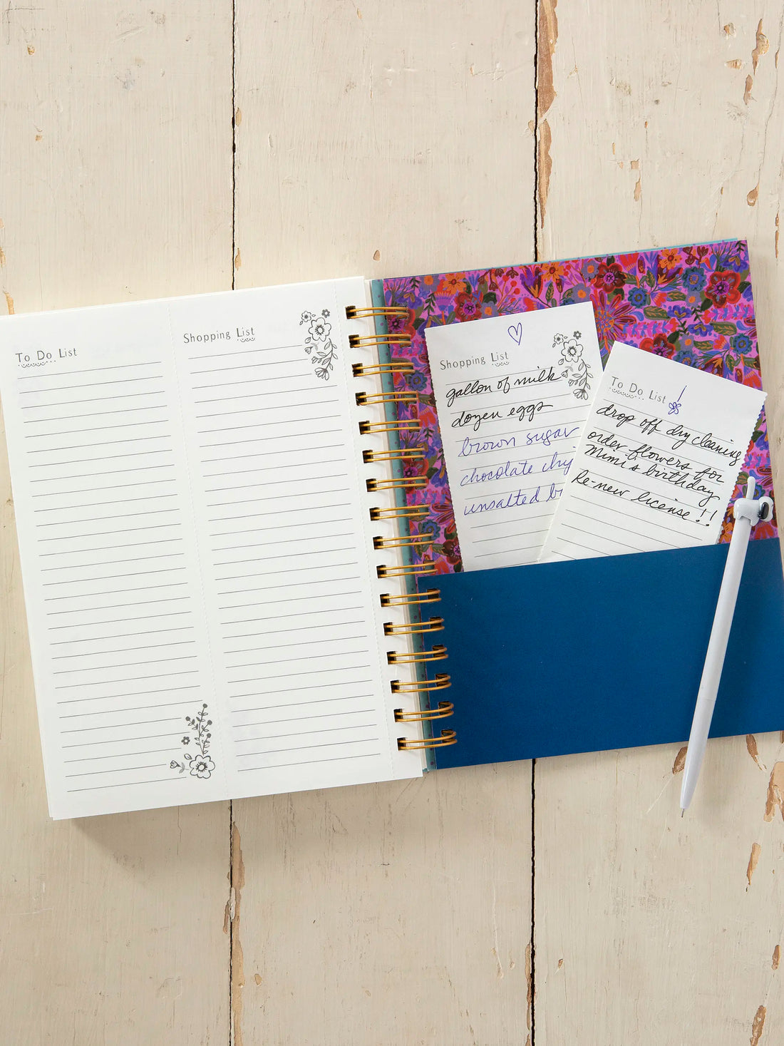 Blue Folk flower Planner, to do list