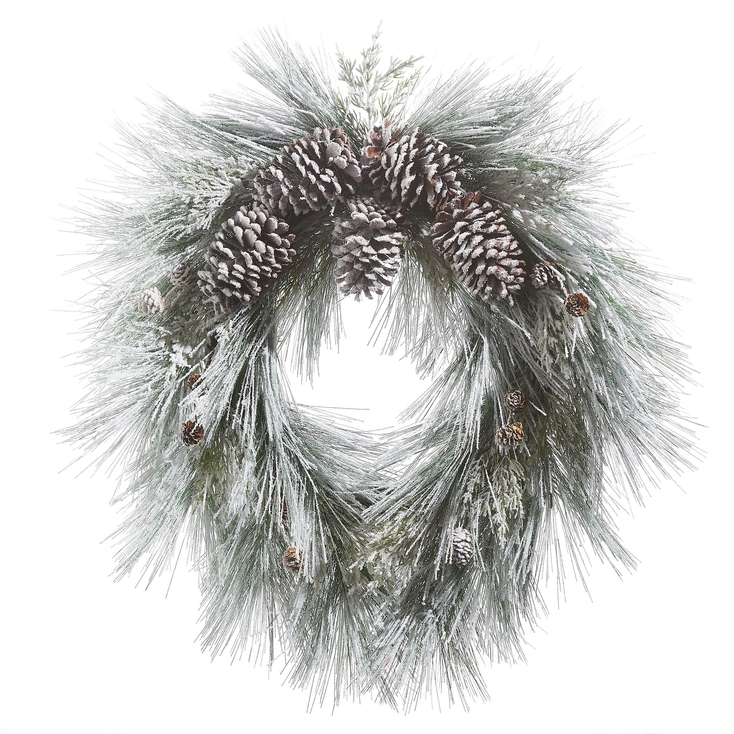 Snowy Long Needle Pine And Pinecone Wreath