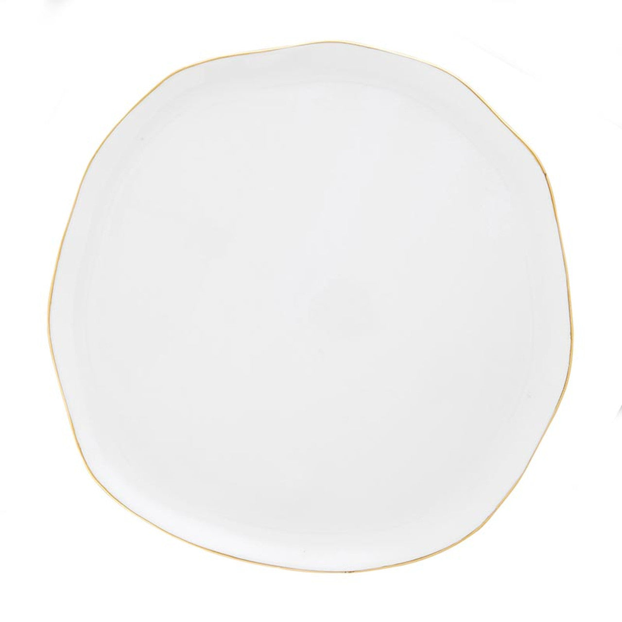 Organic shaped Cream Ceramic Tray with Gold Trim