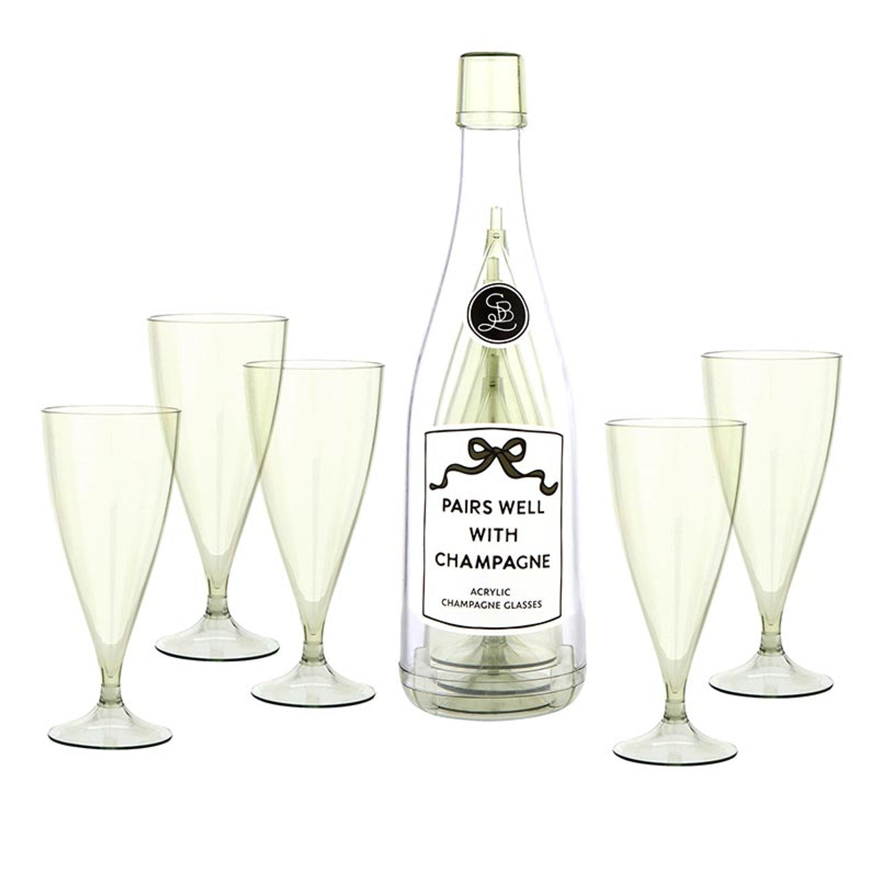 Acrylic Champagne Bottle + Glasses