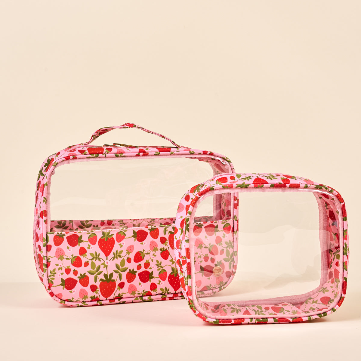 Clearly Chic Cosmetic Bag Set-Strawberry Fields