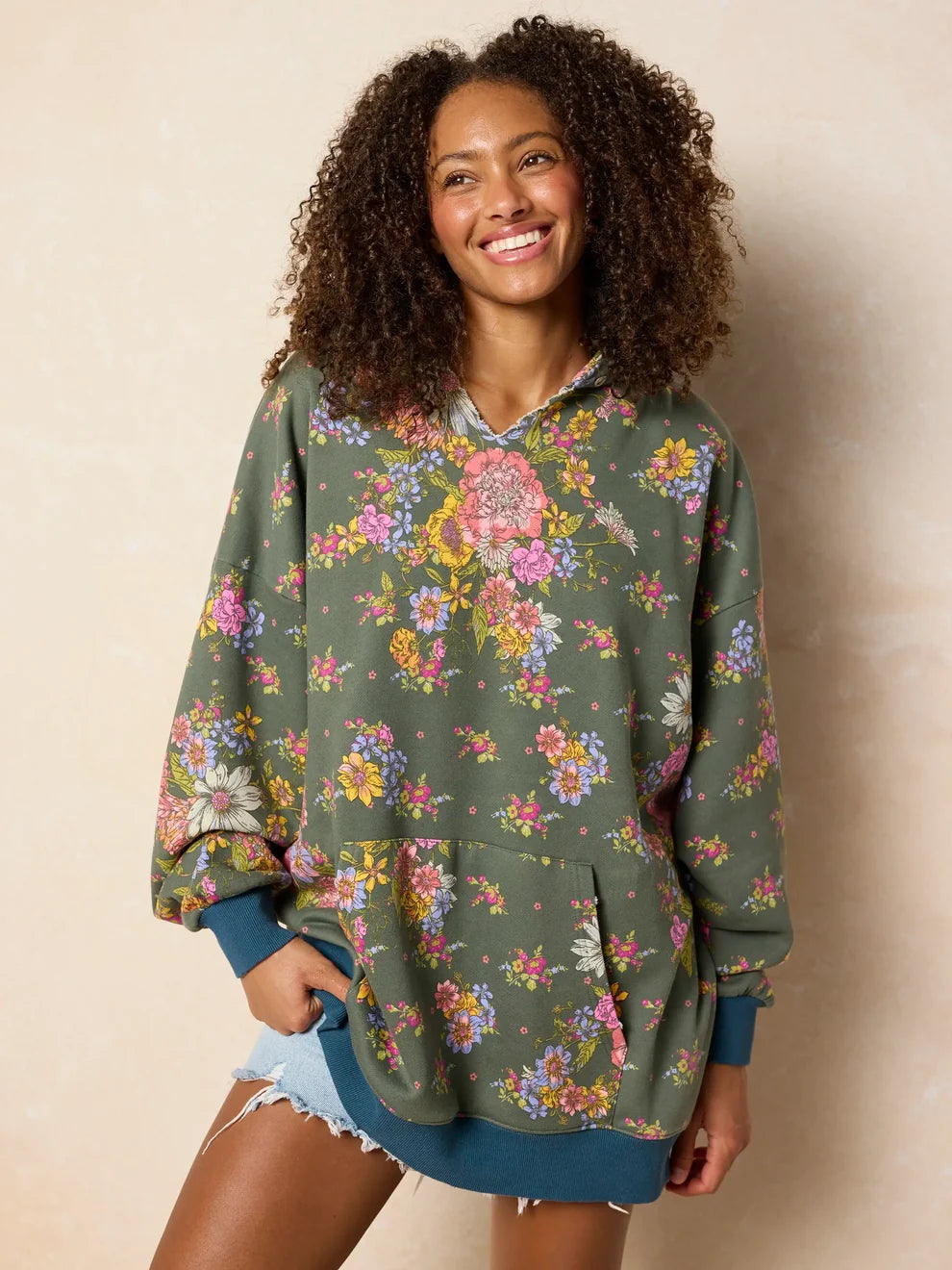 Oversized Printed Hoodie - English Garden