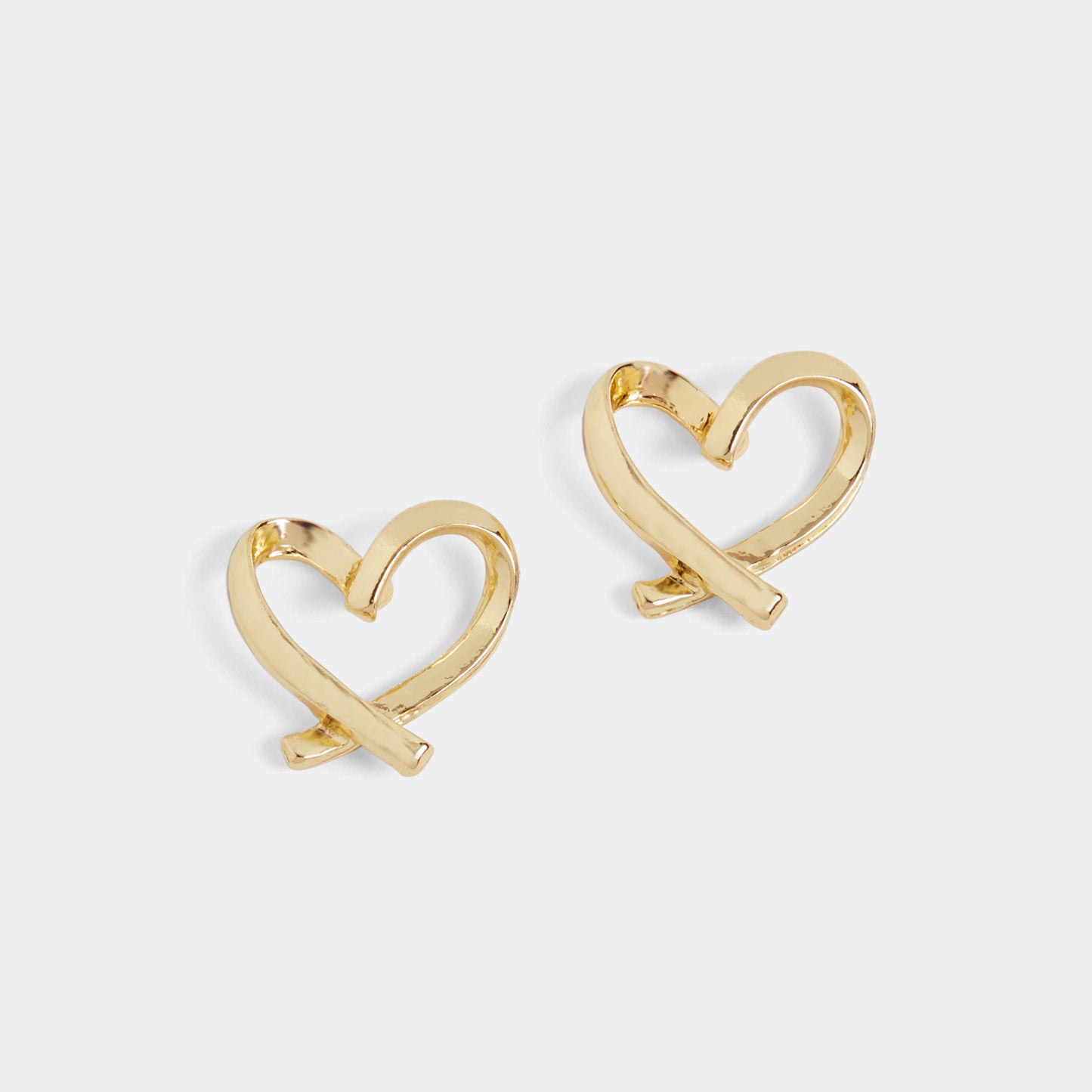 Whispers Signature Heart Stud Earrings - Gold