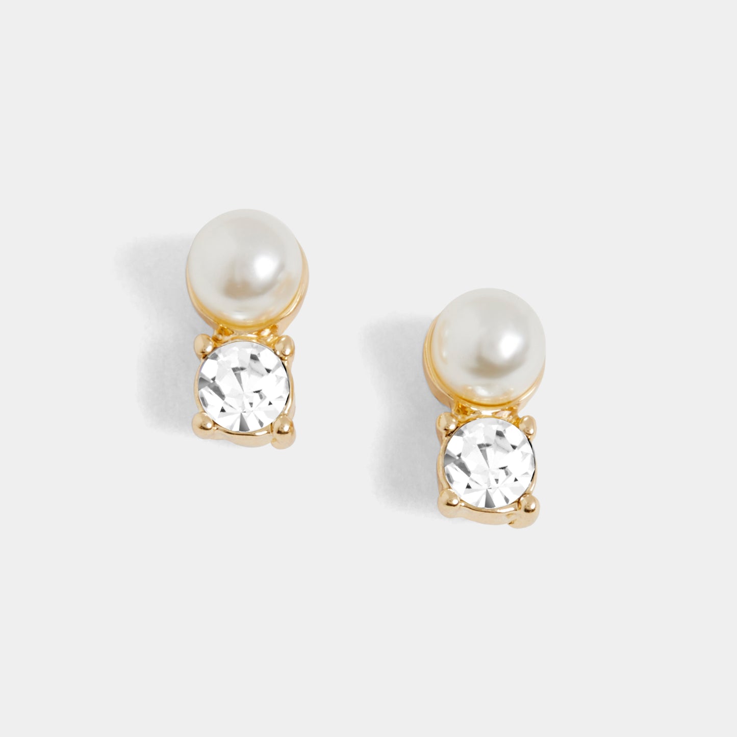Whispers Pearl Stone Stud Earrings - Gold