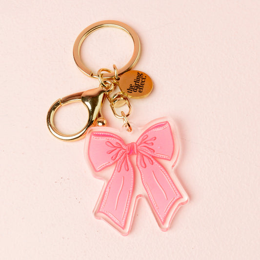 Acrylic Pink Bow Keychain