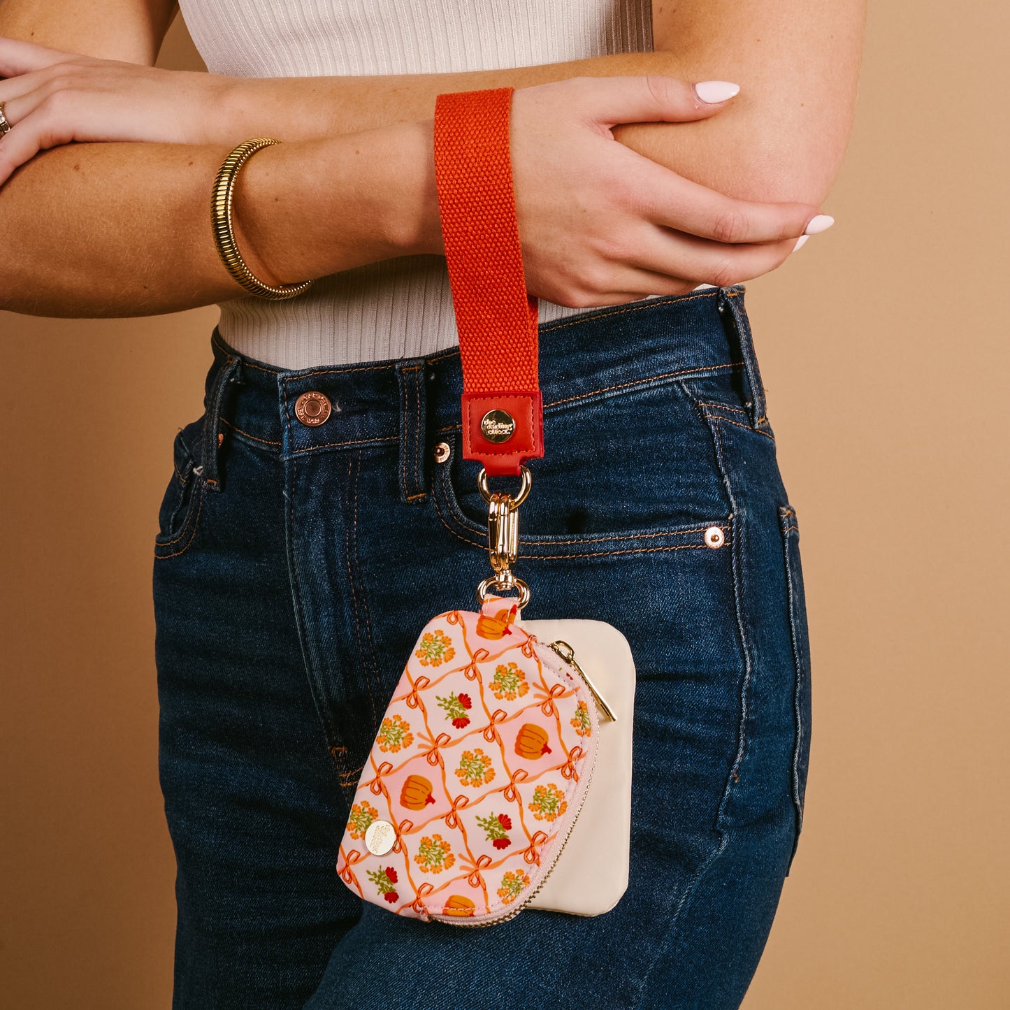 Dynamic Duo Pouch Wristlet Pumpkin Patchwork