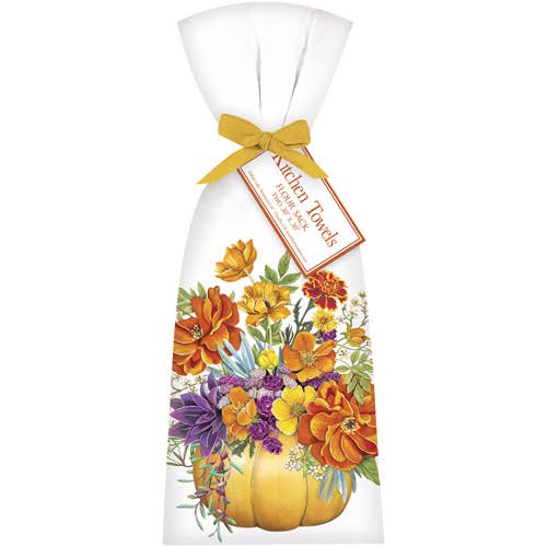 Fall Flowers Pumpkin Towel Set