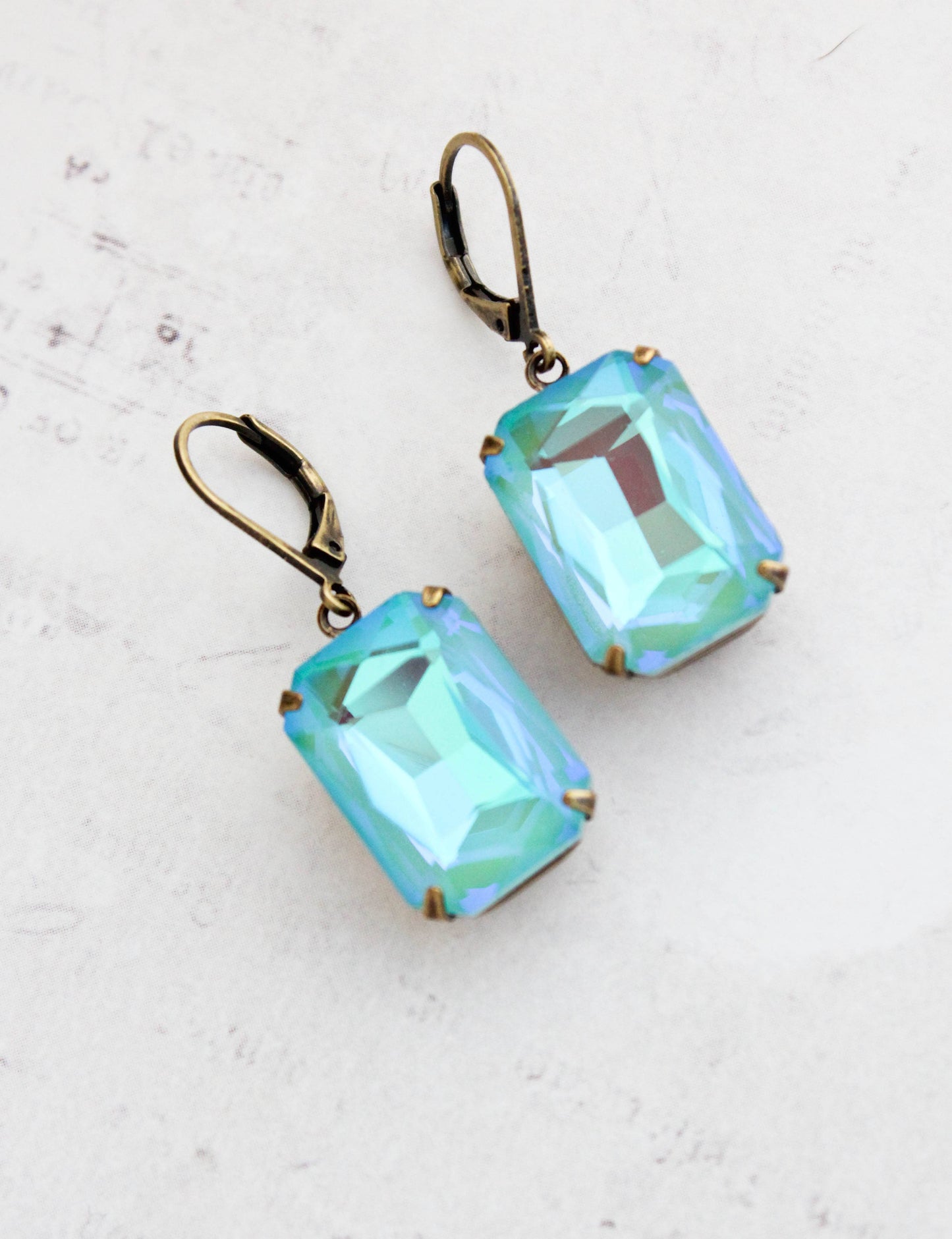 A Pocket of Posies - Aqua Glass Earrings | Big Glass Jewels | Vintage Style