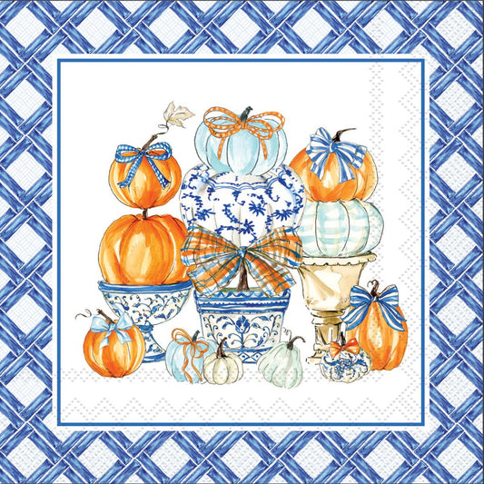 Boston International - Paper Cocktail Napkin Pack of 20 Chinoiserie Pumpkin Topiary