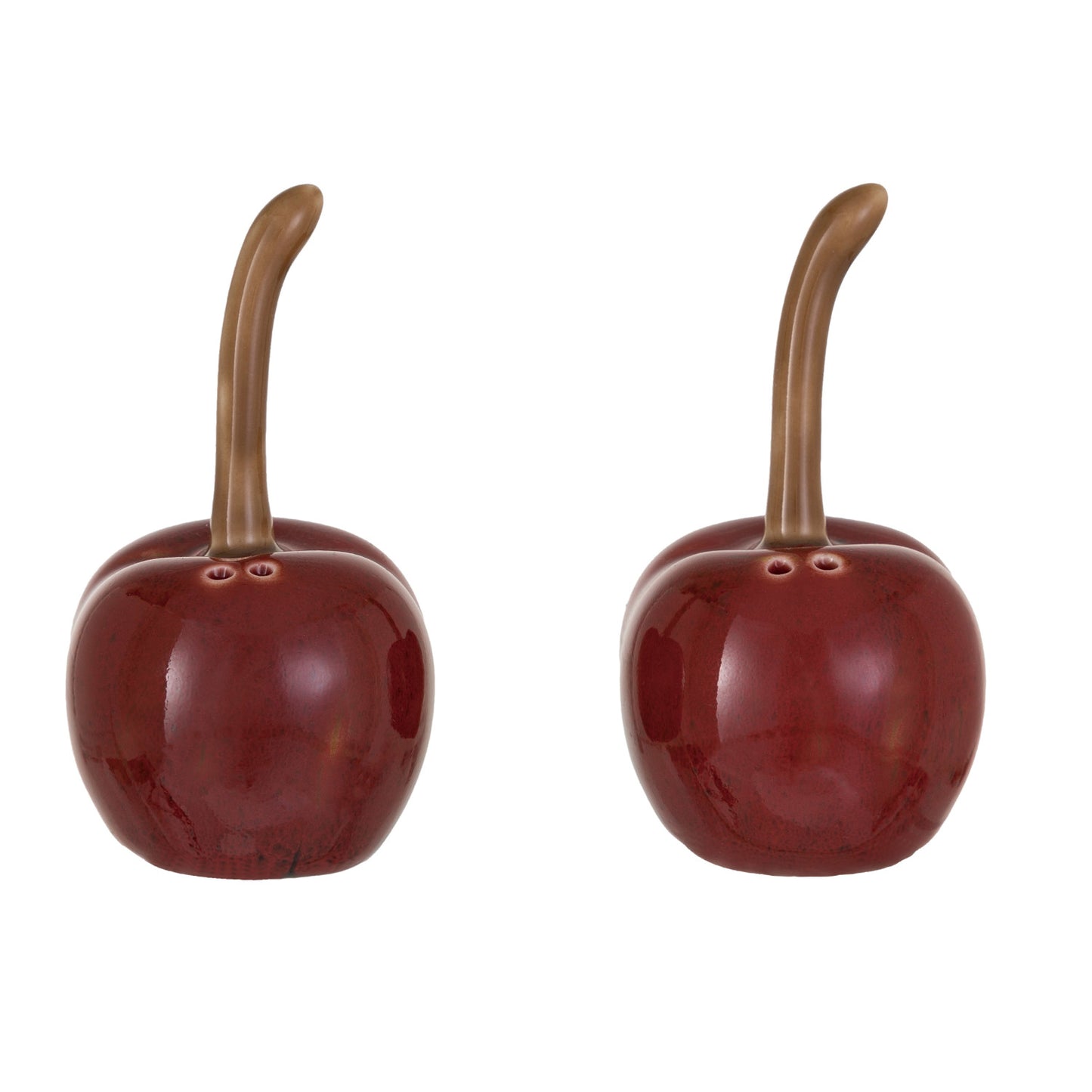 Stoneware Cherry Shaped Salt and Pepper Shakers