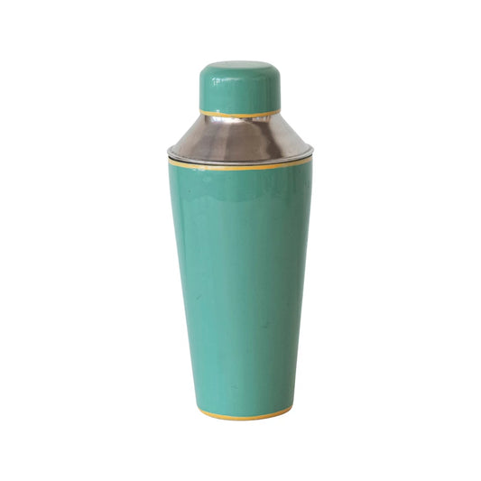 Turquoise Enameled Stainless Steel Cocktail Shaker w/ Colored Edge