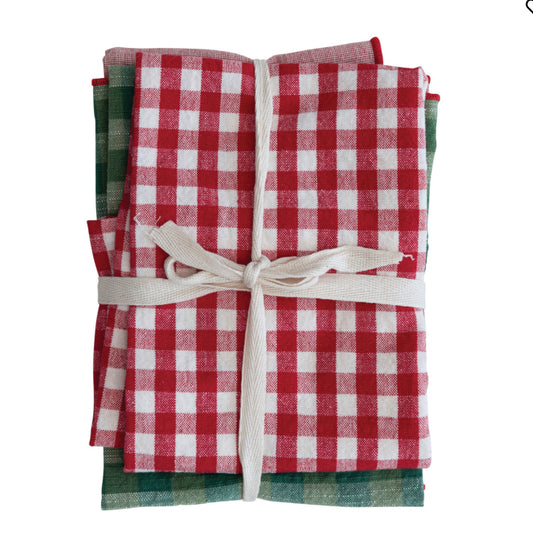 Woven Cotton Christmas Dish Towels