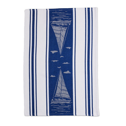Tea Towel Sailboat Jacquard Stripe