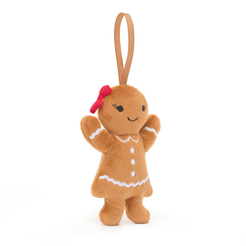 Festive Folly Gingerbread Ruby Ornament 4"