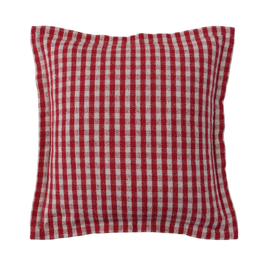 18" Square Red Gingham Pillow
