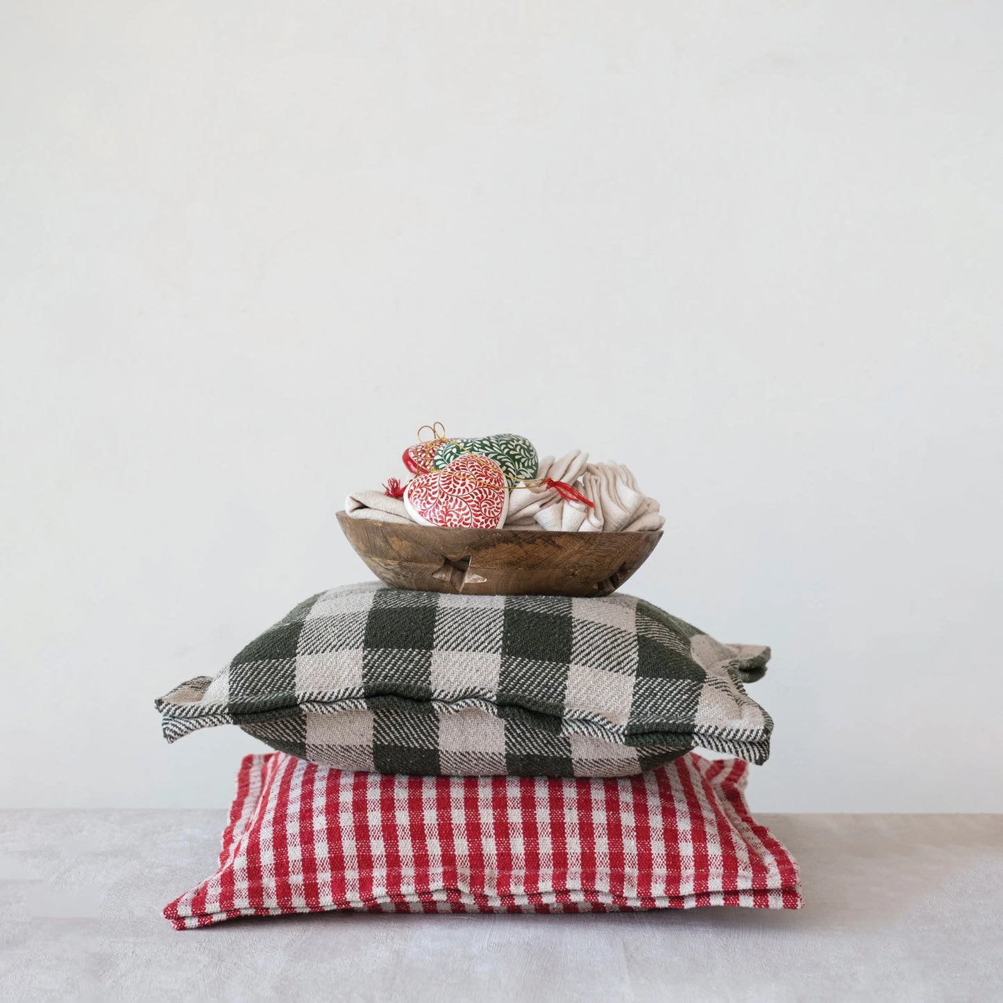 18" Square Red Gingham Pillow