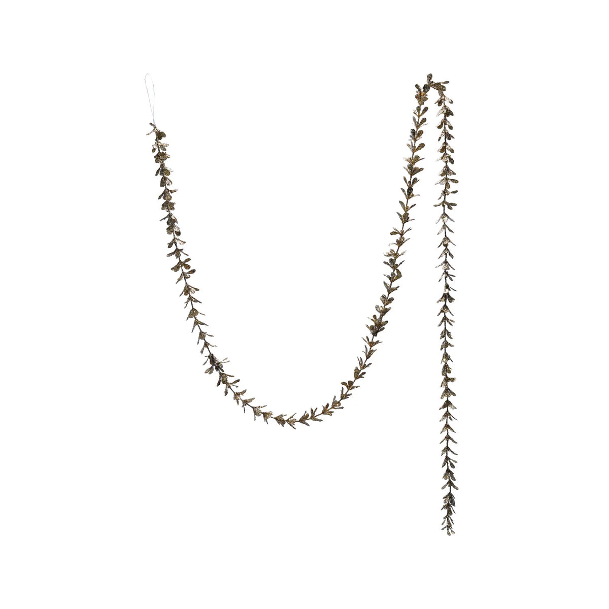 Faux Boxwood Garland with Glitter, Champagne Finish