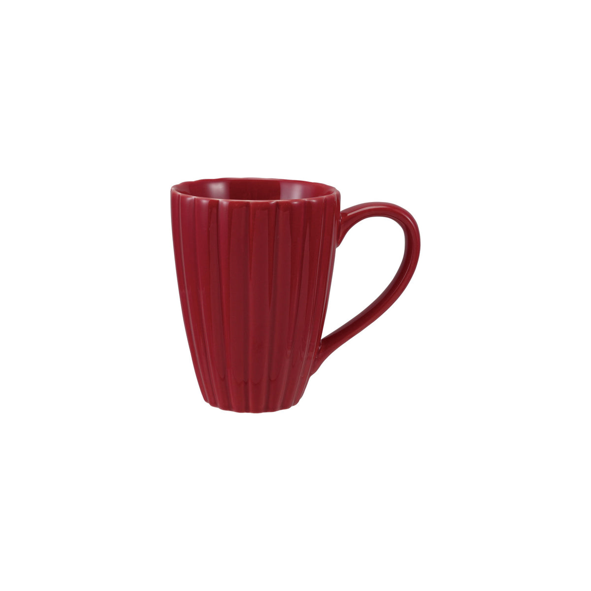 14 oz. Stoneware Ribbed Mug, Red