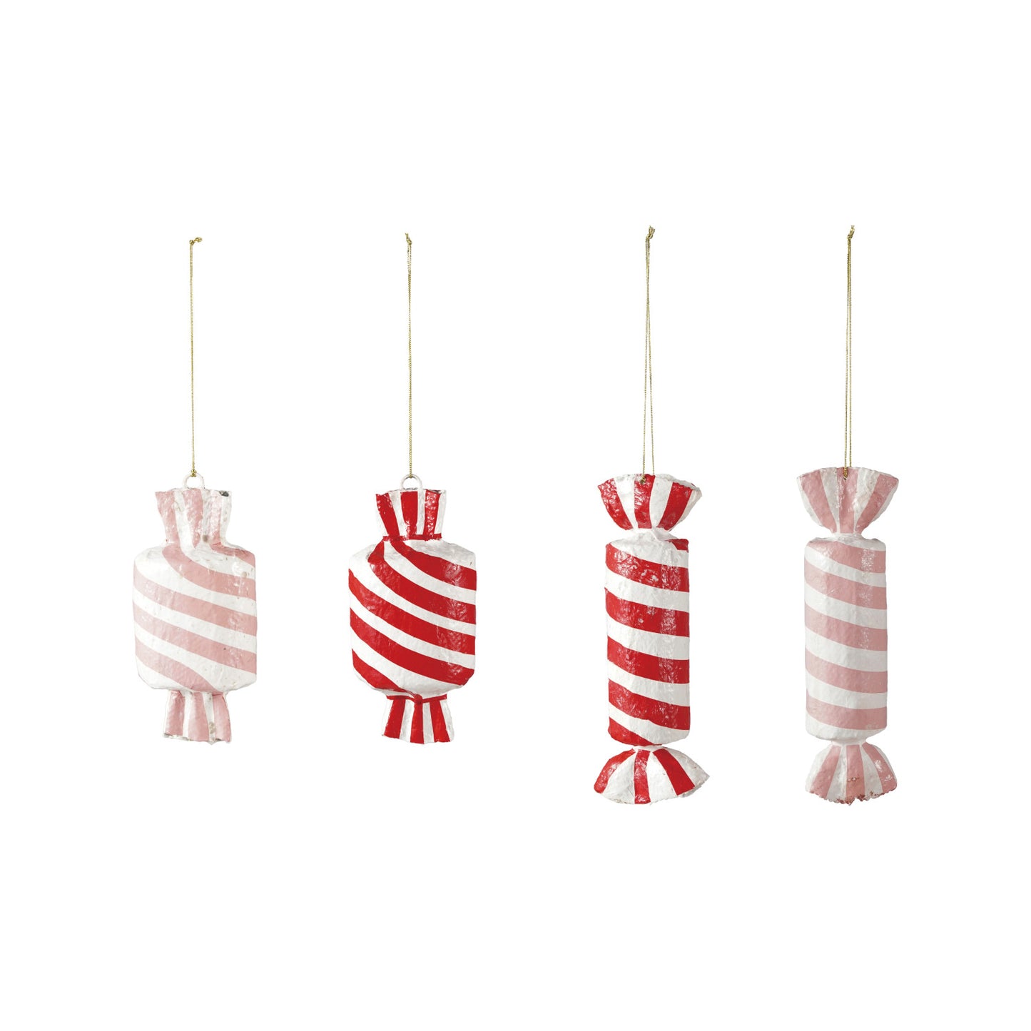Striped Candy Ornament, Metal and Paper Mache