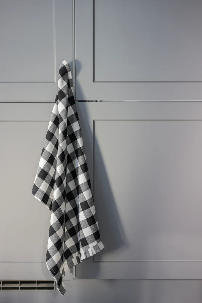 Black Check Potholder, Mitt and Towels