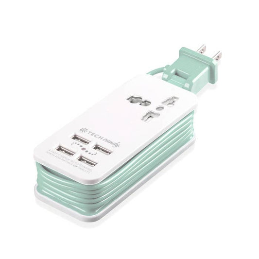 Tech Candy - POWER TRIP OUTLET + USB TRAVEL CHARGING STATION : MINT